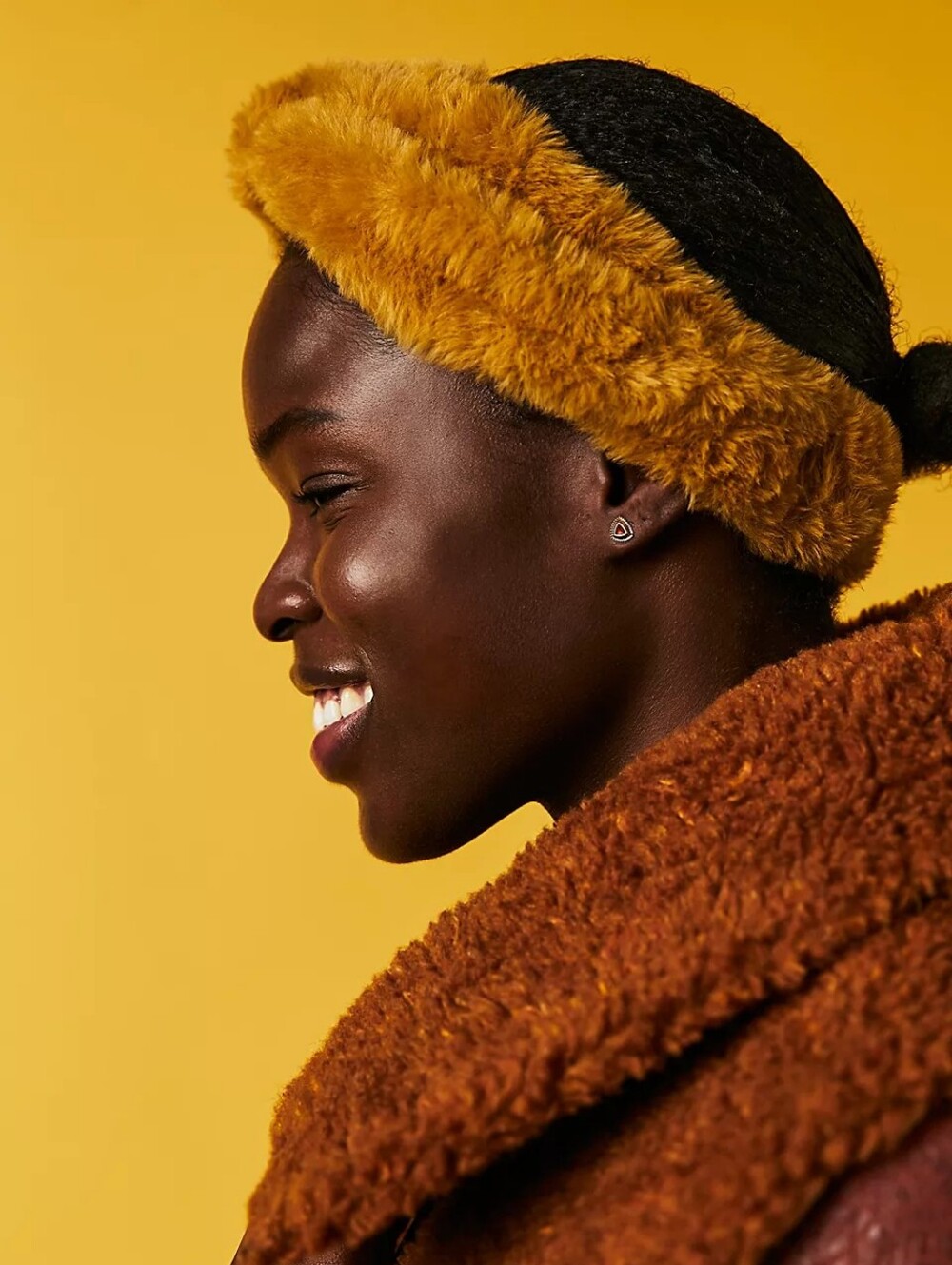Free People Faux Fur Twist Earwarmers - Mustard O/S